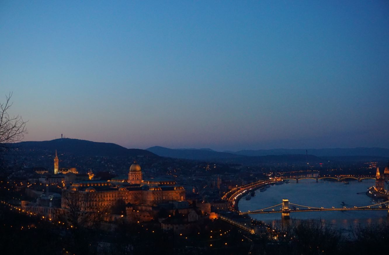 Budapest View from Citadella at Night
