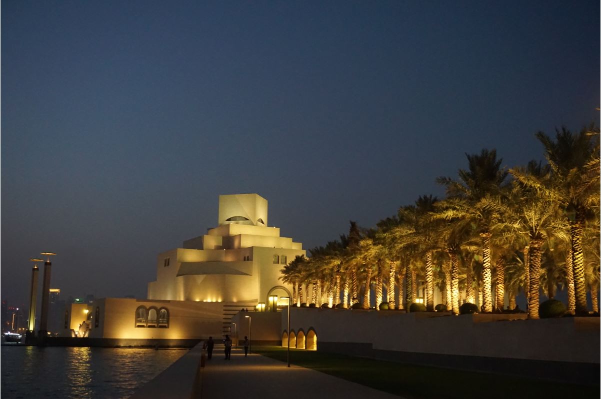 The Museum of Islamic Art building at night