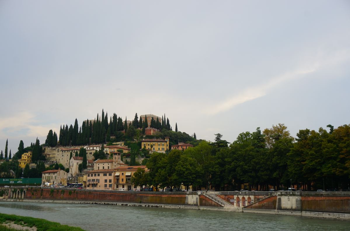 View of Castel San Pietro from across the Adige River