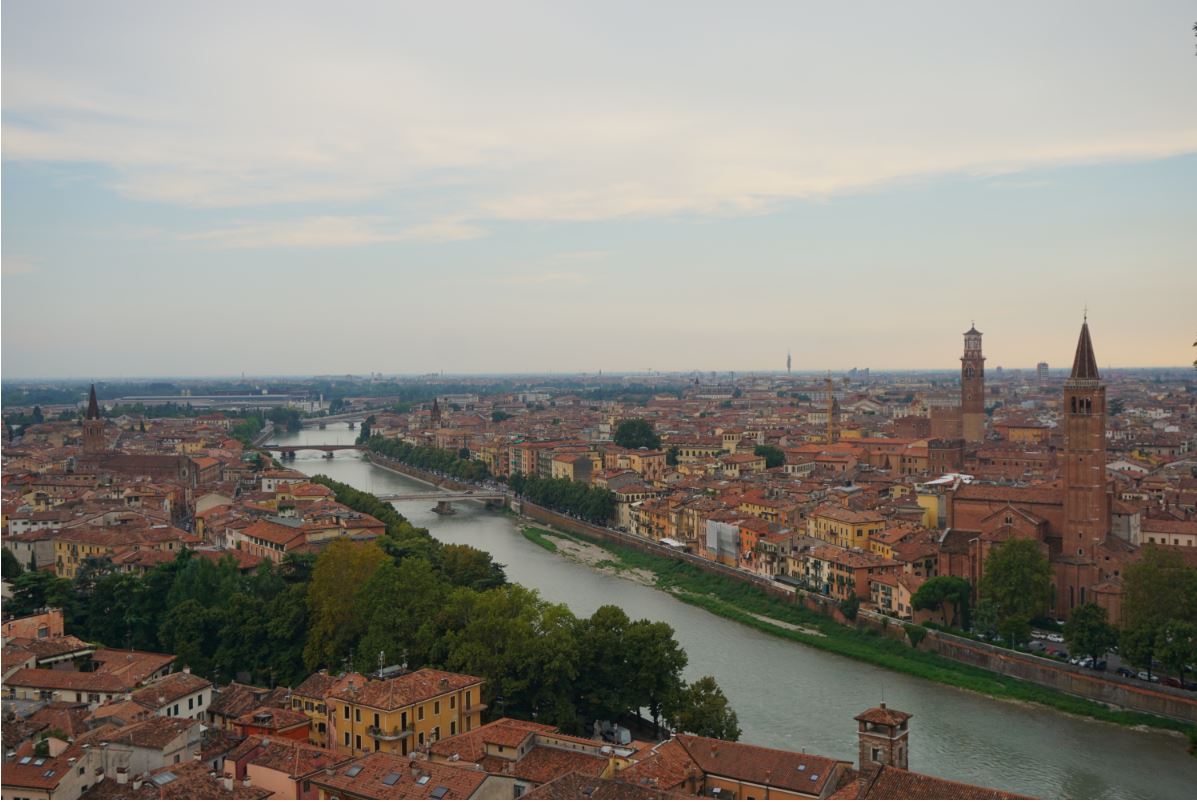 View of the city of Verona from the top of Castel San Pietro