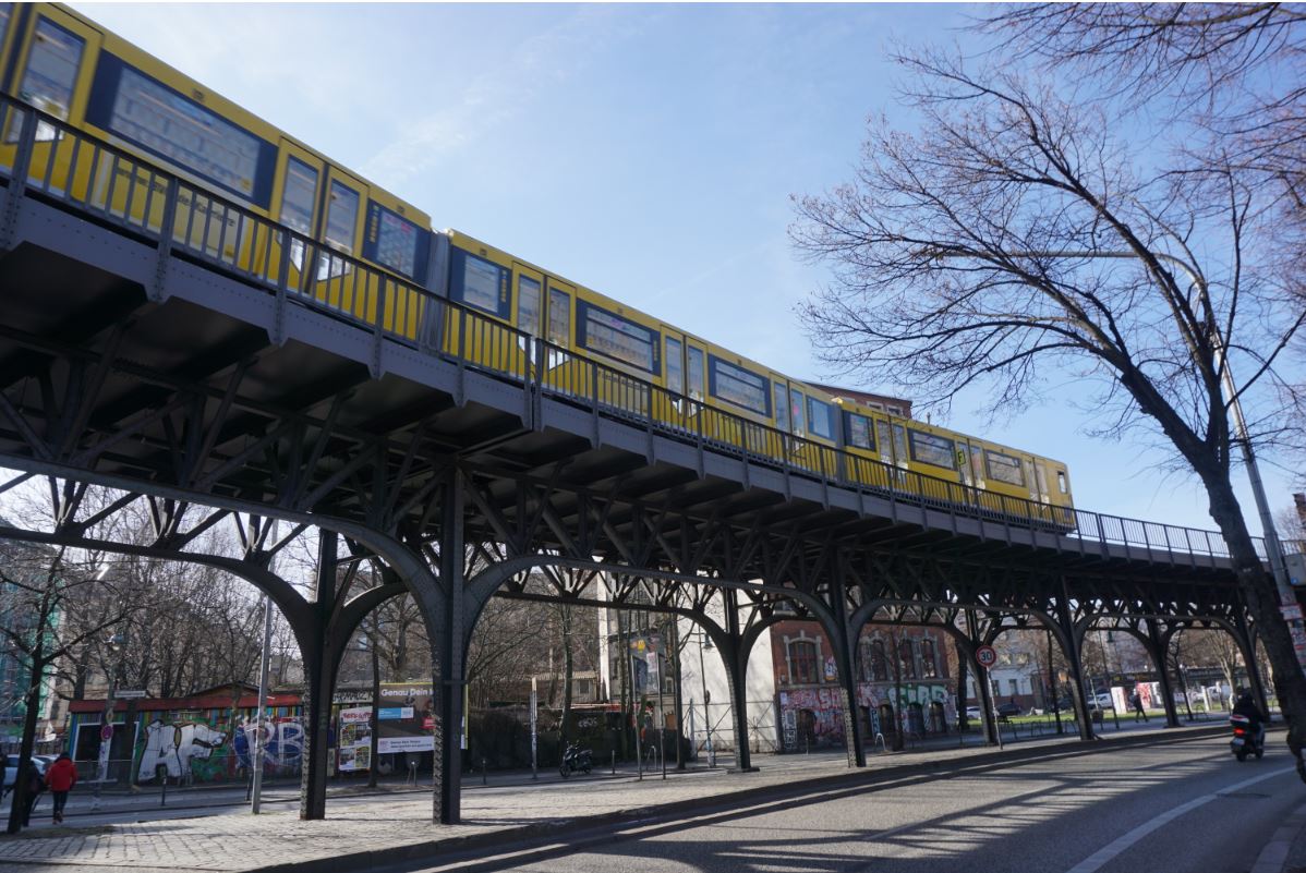 An old train still running through the city of Berlin