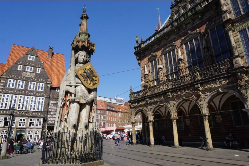 Roland Statue (Left) and Town Hall (Right) are part of the UNESCO World Heritage list